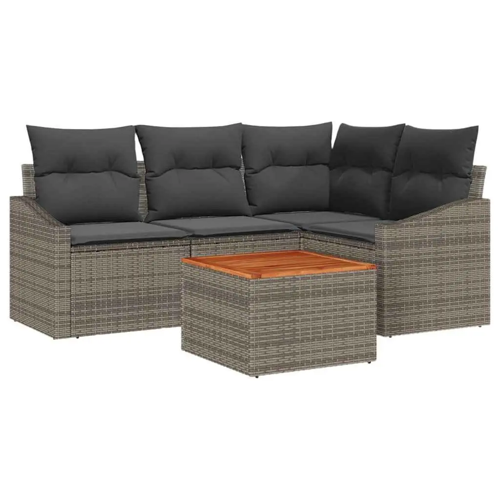Garden Sofa Set Modular Outdoor Furniture 5 Pieces Grey
