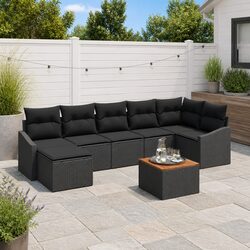 Modular Garden Sofa Set 8 Pieces Black Poly Rattan Outdoor Furniture Patio