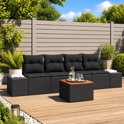 Garden Sofa Set 5 Piece Modular Outdoor Furniture Black Poly Rattan with