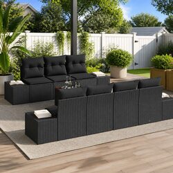 Garden Sofa Set Outdoor Furniture Patio Sectional Modular Black Rattan 8 Piece