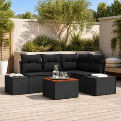 Garden Sofa Set 5 pcs Outdoor Furniture Black Poly Rattan Modular Patio Seating