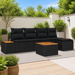 Garden Sofa Set 6 Pcs Outdoor Furniture Modular Patio Seating with Cushions