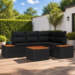 Garden Sofa Set 5 Pieces Outdoor Furniture Modular Lounge Sectional Black