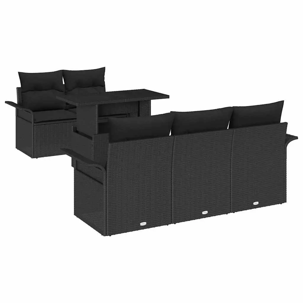 Garden Sofa Set 6 Pieces Outdoor Furniture Poly Rattan Black Modular Patio