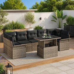 Modular Garden Sofa Set 8 Pieces Light Grey Outdoor Patio Furniture