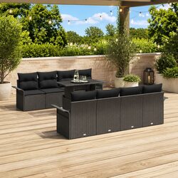 Garden Sofa Set 9 Pcs Modular Outdoor Furniture Poly Rattan Black Seating Lounge