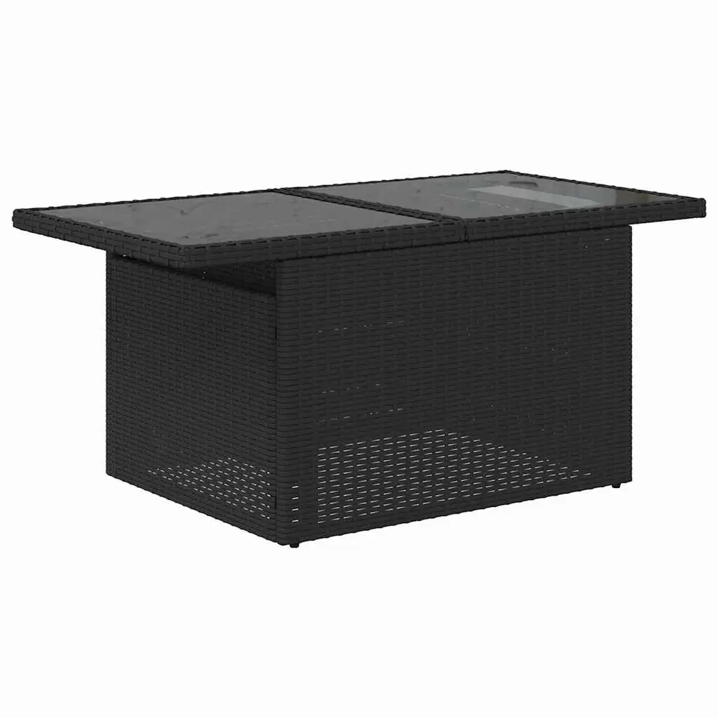 Modular Garden Sofa Set 6 Piece Black Poly Rattan Outdoor Furniture with