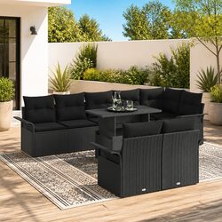 Outdoor Garden Sofa Set 9 Piece Modular Poly Rattan Furniture with Cushions