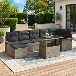 Garden Sofa Set 8 Piece Outdoor Furniture Grey Poly Rattan Dining Lounge