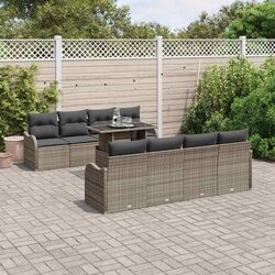Outdoor Garden Sofa Set 7 Pieces Grey Poly Rattan Patio Furniture Modular Lounge
