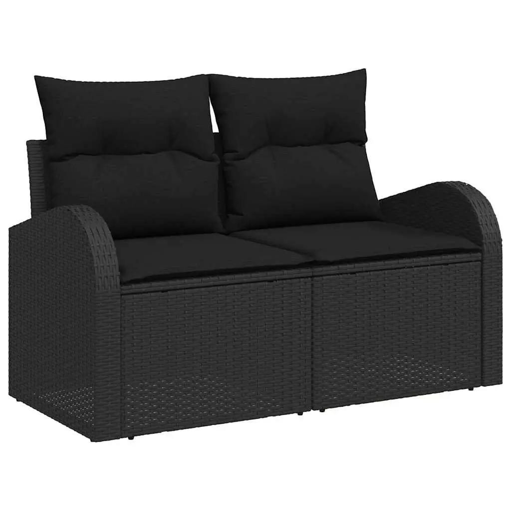 Modular Garden Sofa Set 8 Pieces Black Poly Rattan Outdoor Furniture with