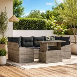 Outdoor Garden Sofa Set 7 Pieces Modular Patio Sectional with Storage Grey