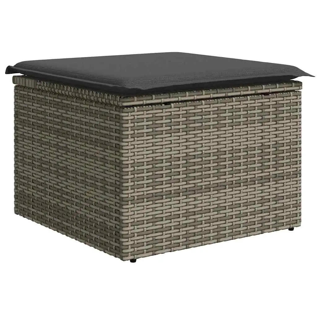 Garden Sofa Set 8 Pieces Modular Grey Poly Rattan Outdoor Seating with Cushions