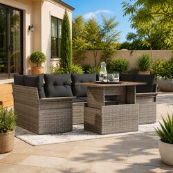 Outdoor Sofa Set 7 pcs Garden Furniture with Storage Cushion Modular Grey