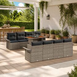 Outdoor Garden Sofa Set 7 Pieces Grey Modular Furniture Patio Seating with Table