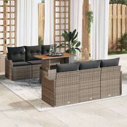 Outdoor Garden Sofa Set 7 Piece Modular Seating Grey with Table Cushions