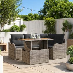 Outdoor Garden Sofa Set 5 Piece Modular Patio Furniture with Table Grey