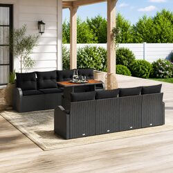 Garden Sofa Set 7 Piece Outdoor Seating with Cushions Black Modern Patio