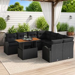 Outdoor Garden Sofa Set 9 Piece Modular Lounge Furniture with Storage Seats and
