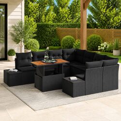 Outdoor Garden Sofa Set 9 Pieces Patio Furniture Sectional Seating Black