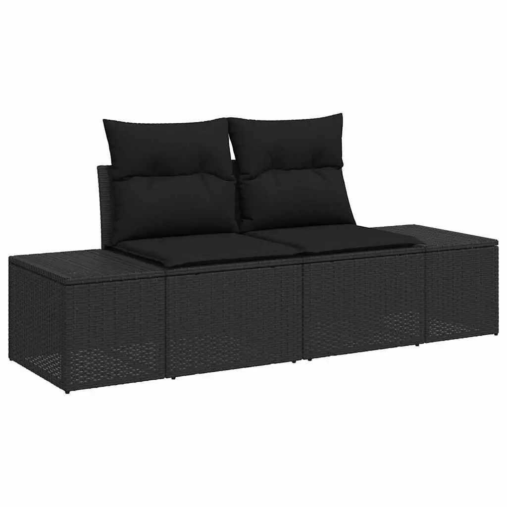 Outdoor Garden Sofa Set Modular Rattan Patio Seating with Storage 7 Pieces Black