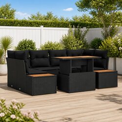 Outdoor Garden Sofa Set 9pcs Poly Rattan Modular Patio Dining Furniture Black