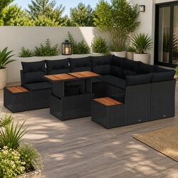 Outdoor Garden Sofa Set 9 Pieces Poly Rattan Modular Seating Patio Furniture