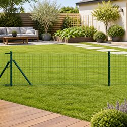 Fence Post 26 Pieces Green Powder-Coated Steel Garden Barrier Marking Outdoor