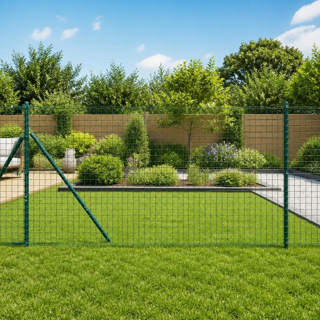 Embedded Fence Post 52pcs Green Powder-Coated Steel Garden Terrace Boundary