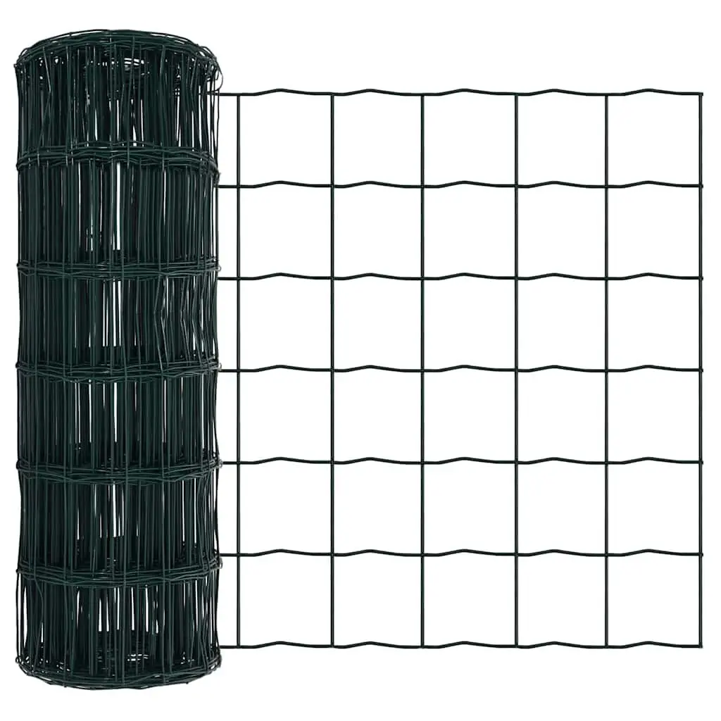 Fence Panel Set PVC-Coated Steel Mesh 10 x 0.8m Green Outdoor Garden Barrier