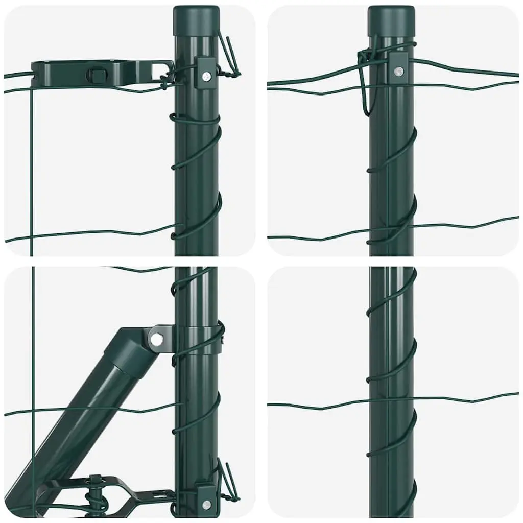 Fence Panel Set PVC-Coated Steel Mesh 10 x 0.8m Green Outdoor Garden Barrier