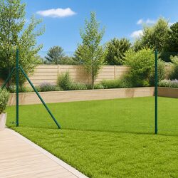 Welded Wire Fence Panel 10 x 1 m PVC-Coated Steel Ground Fix Green Garden