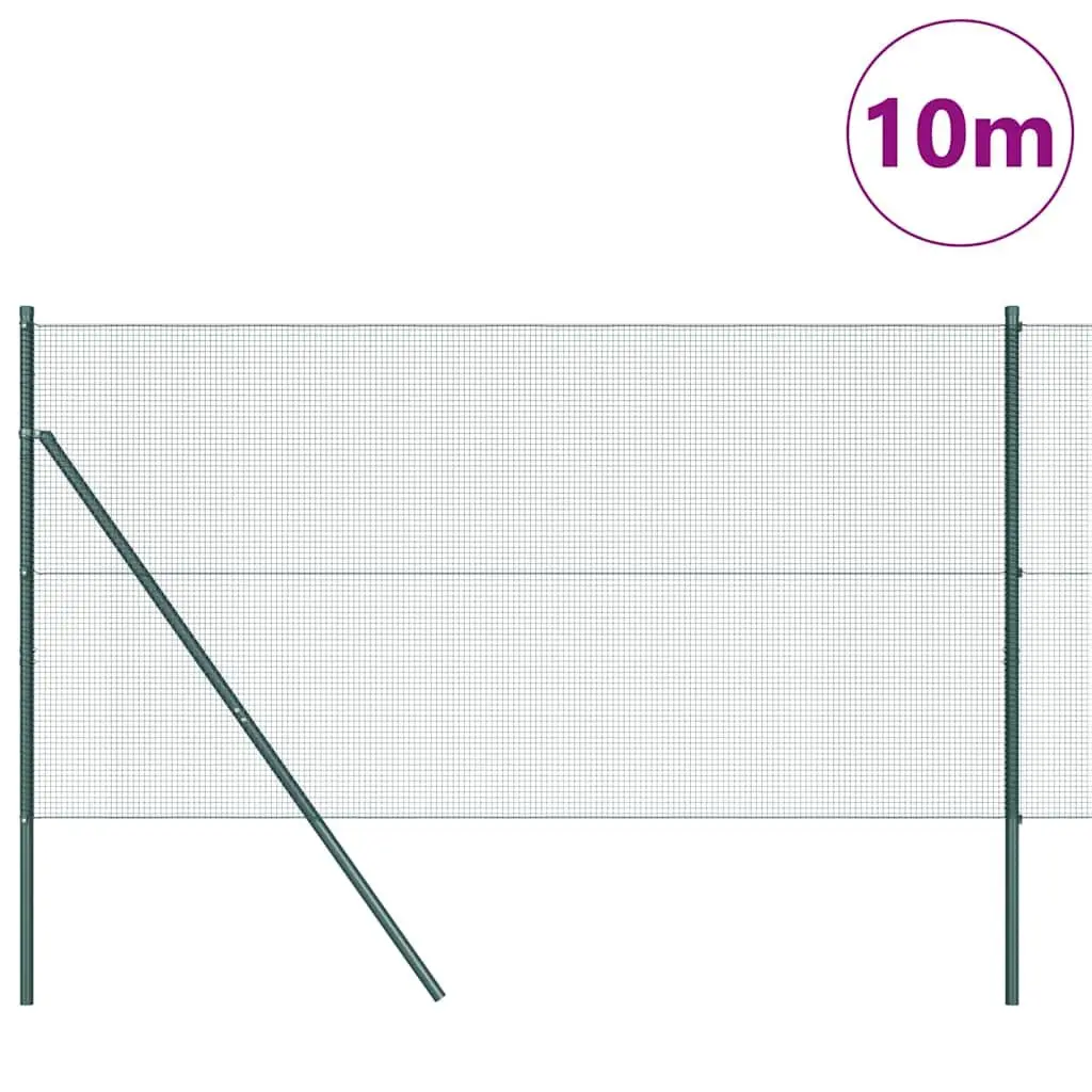 Welded Wire Fence Panel PVC-Coated Steel 10 x 1 m Green Garden