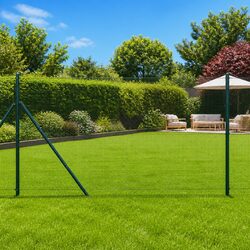 Welded Wire Fence Panel Ground Fix 25 x 1 m PVC-Coated Steel Green Garden