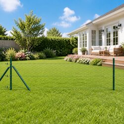 Hexagonal Fence Ground Fix 25 x 1 m Green PVC-Coated Steel Mesh Outdoor Garden