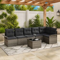 Outdoor Garden Sofa Set 7 Pcs Modular Patio Lounge Furniture Grey