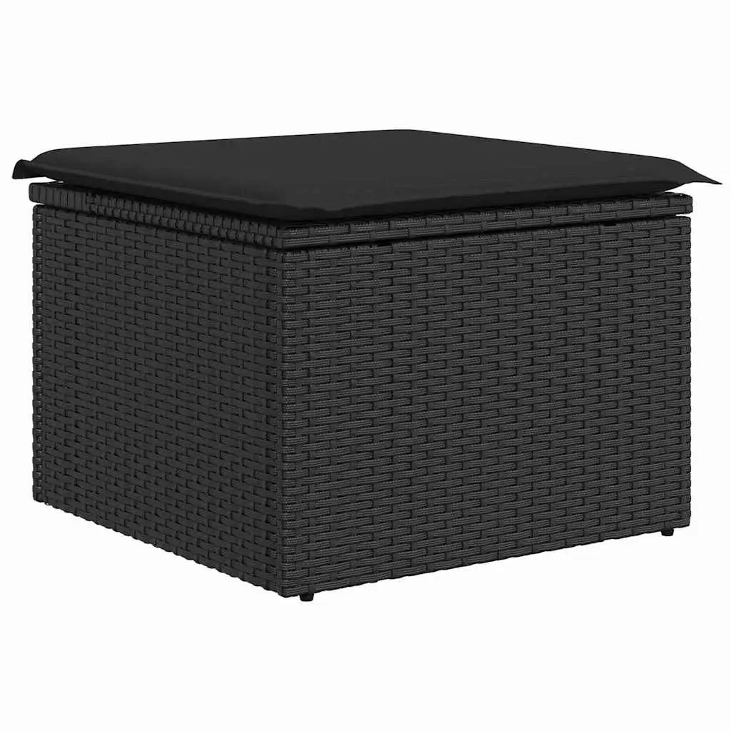 Modular Garden Sofa Set 7 Piece Black Poly Rattan Outdoor Furniture with Storage