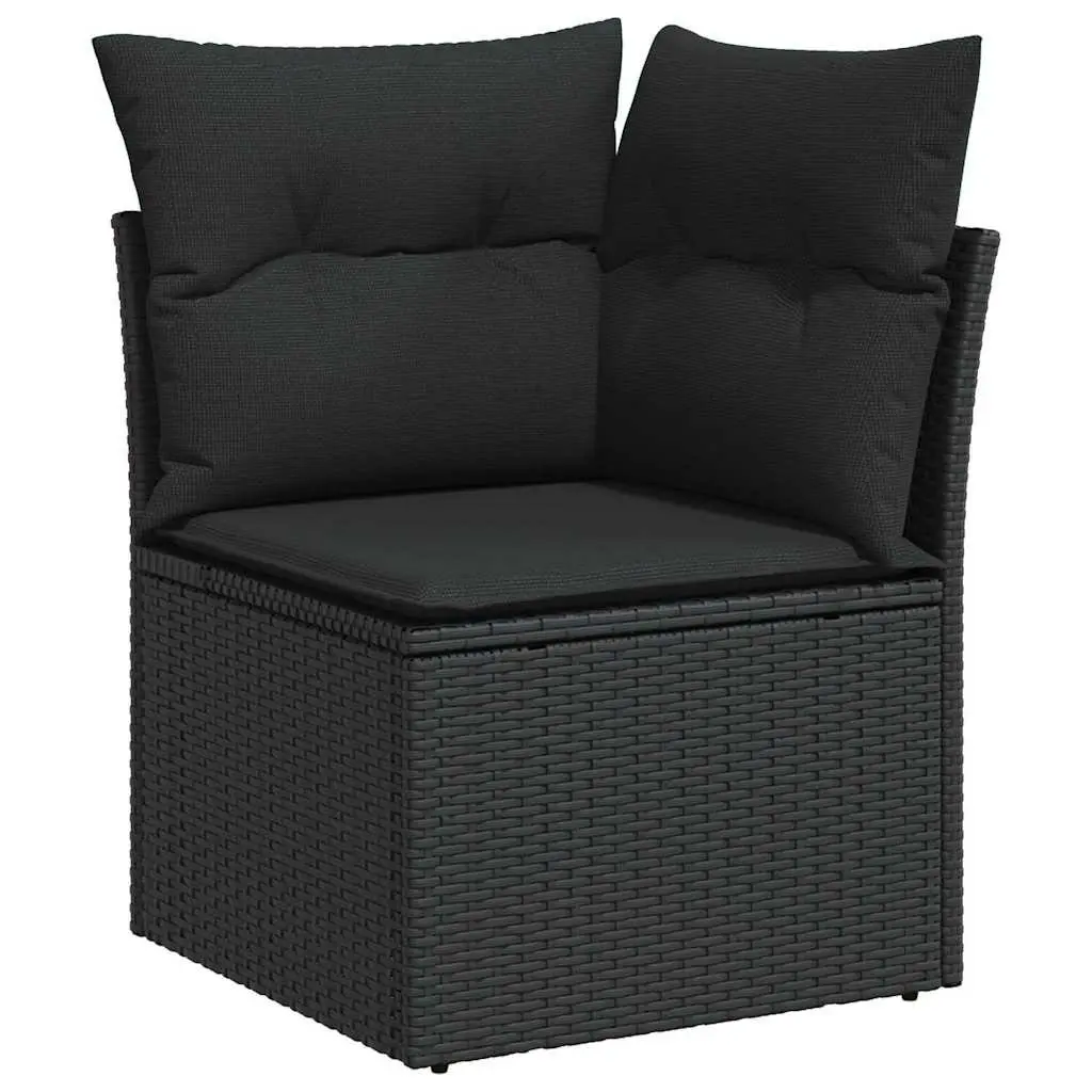 Modular Garden Sofa Set 8 Pieces Black Outdoor Furniture Poly Rattan Patio
