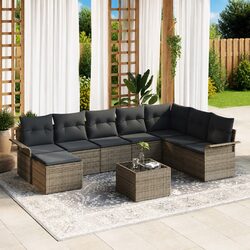 Modular Garden Sofa Set 9 Piece Outdoor Furniture Poly Rattan Patio Sectional
