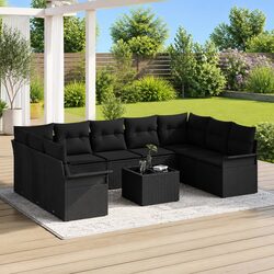 Garden Sofa Set 10 Pieces Modular Outdoor Furniture Poly Rattan Black Lounge