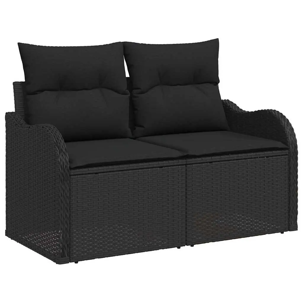 Modular Garden Sofa Set 6 Pieces Black Poly Rattan Outdoor Furniture