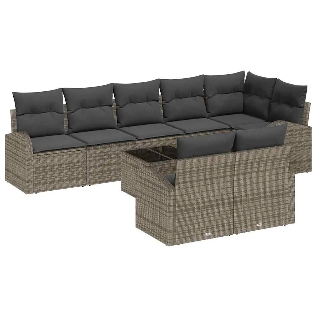 Garden Sofa Set Modular Outdoor Furniture 9 Piece Grey Poly Rattan
