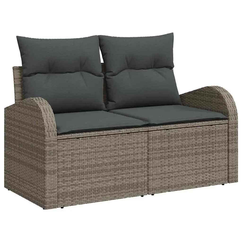 Modular Garden Sofa Set 9 Pieces Grey Poly Rattan Outdoor Furniture