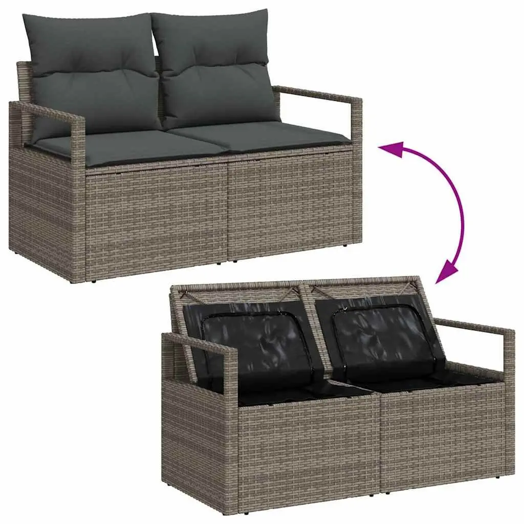 Outdoor Garden Sofa Set 3 Piece Grey Poly Rattan Patio Seating Lounge Furniture