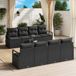 Outdoor Garden Sofa Set 9 Piece Modular Patio Seating Furniture Black Rattan