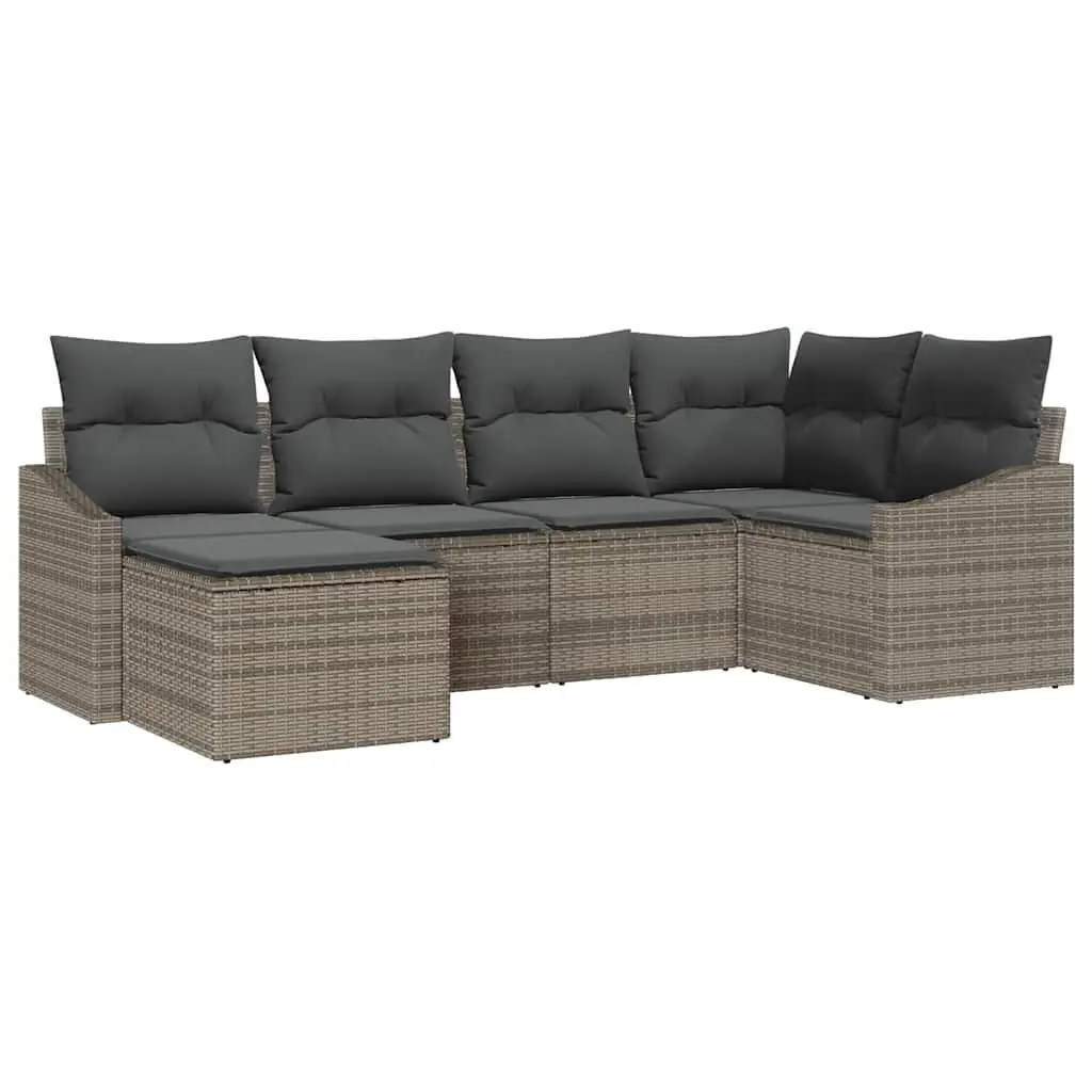 Garden Dining Set 6 Piece Grey Outdoor Sofa Set with Storage Benches