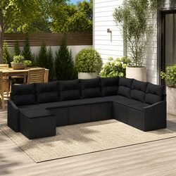 Garden Sofa Set 8 pcs Outdoor Furniture Poly Rattan Black Modular Seating