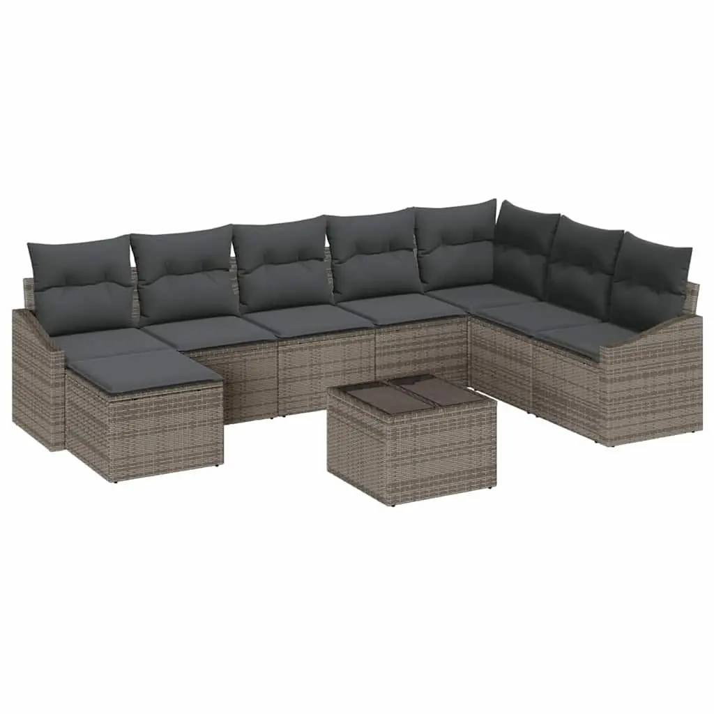 Garden Sofa Set 8 pcs Outdoor Furniture Poly Rattan Light Grey Modular Seating