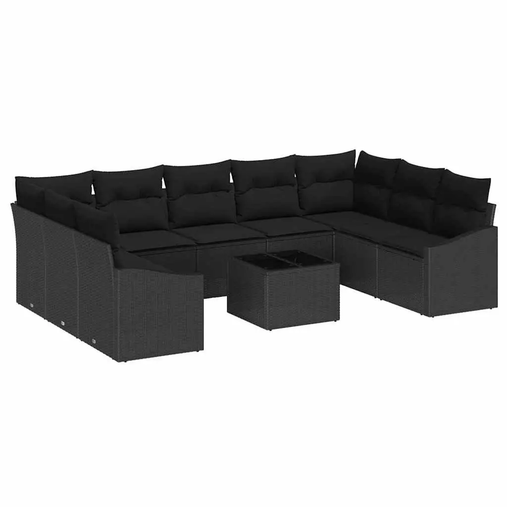 Modular Garden Sofa Set with Storage Weather Resistant Black Poly Rattan Outdoor Furniture