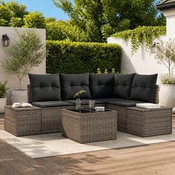 Modular Garden Sofa Set with Storage Light Grey Outdoor Furniture Poly Rattan